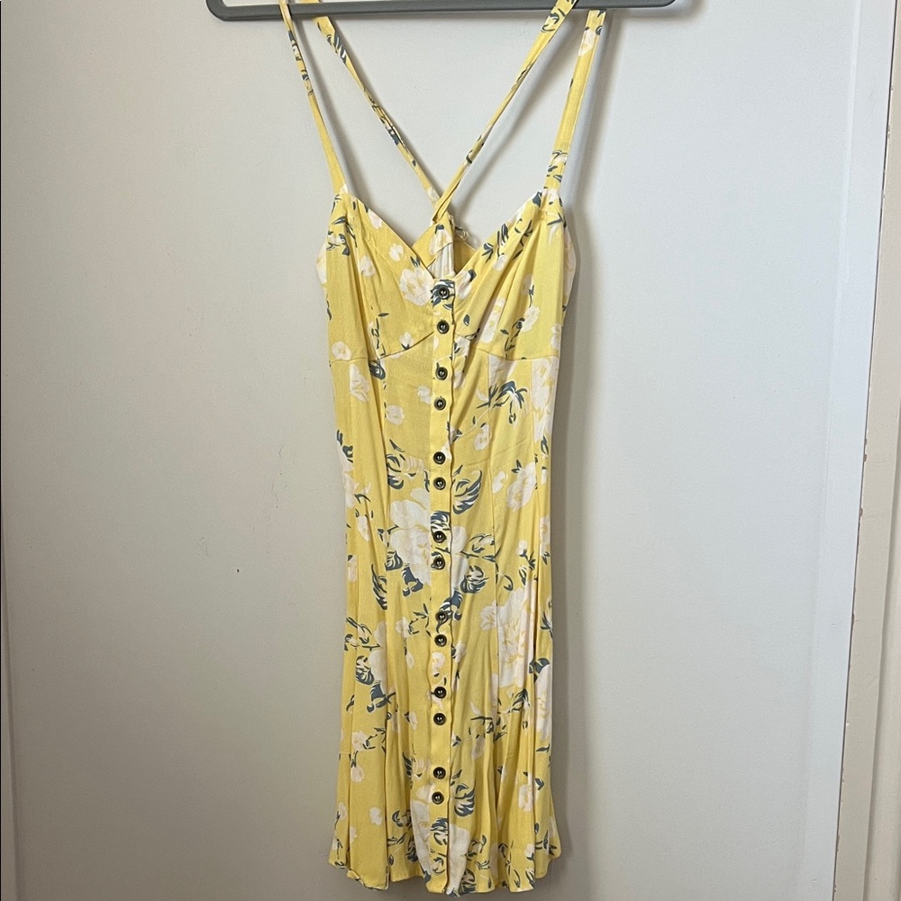 Free People Yellow Floral Mini Dress